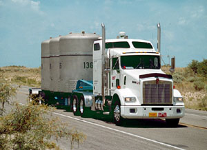 WIPP semi hauling TRUPACT's down the road