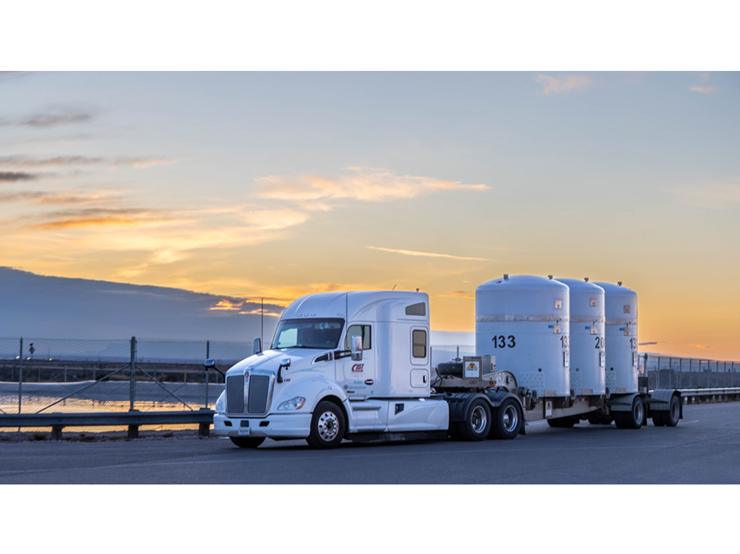 A transuranic waste shipment arriving at WIPP